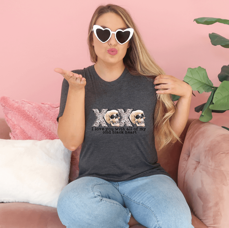 XOXO I Love You With All MY Dead Heart Valentines-Tee by Crafty Casey's