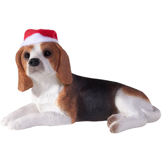 Sandicast Lying Beagle w/ Santa's Hat Christmas Dog Ornament by Present Paper