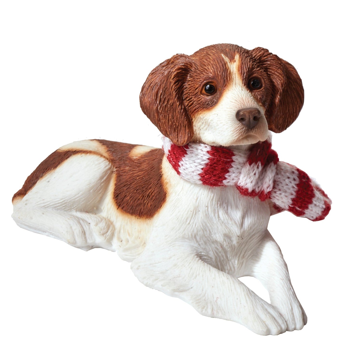 Sandicast Lying Orange & White Brittany w/ Scarf Christmas Dog Ornament by Present Paper