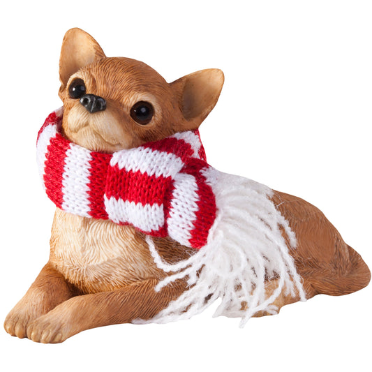 Sandicast Lying Tan Chihuahua w/ Scarf Christmas Dog Ornament by Present Paper