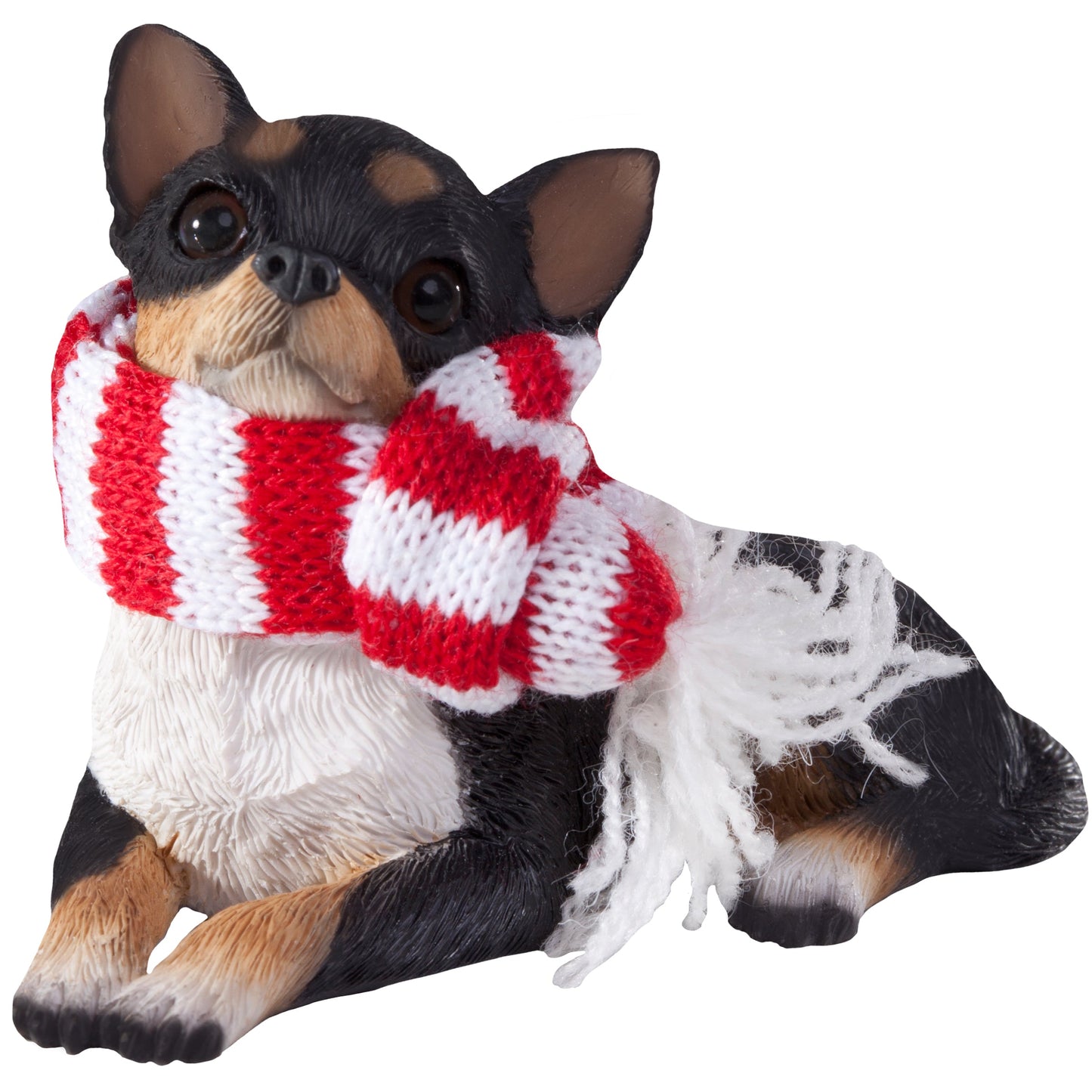 Sandicast Lying Tri Chihuahua w/ Scarf Christmas Dog Ornament by Present Paper