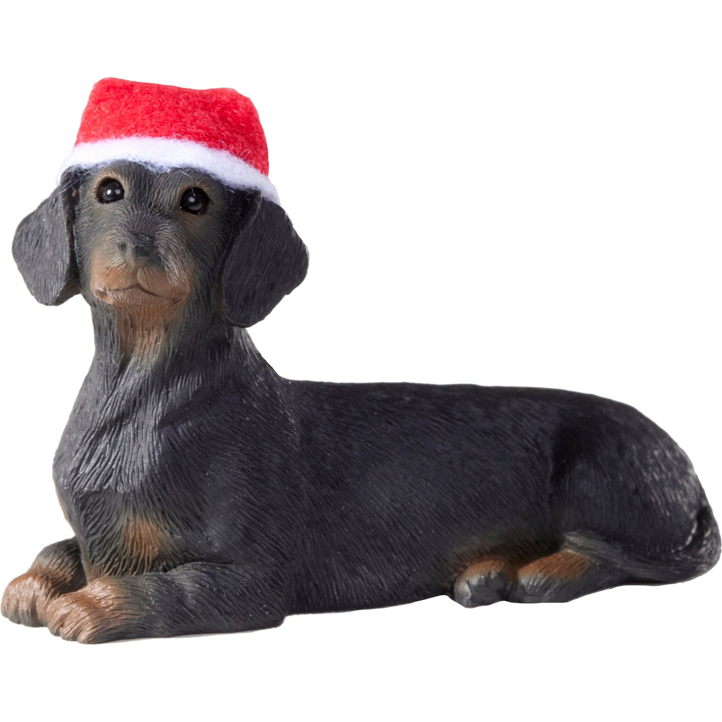 Sandicast Lying Black Dachshund w/ Santa's Hat Christmas Dog Ornament by Present Paper