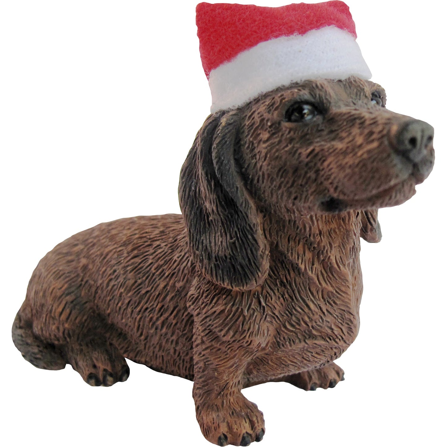 Sandicast Sitting Red Dachshund w/ Santa's Hat Christmas Dog Ornament by Present Paper