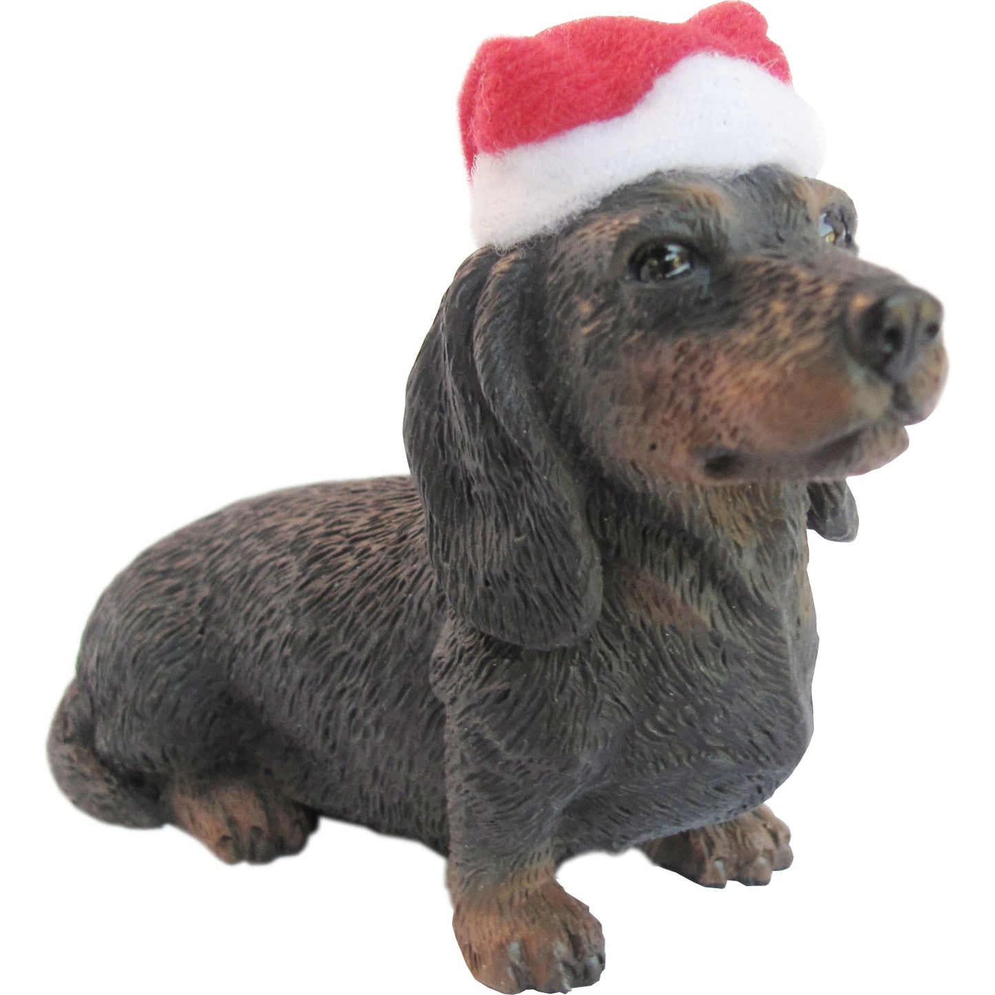 Sandicast Sitting Black Dachshund w/ Santa's Hat Christmas Dog Ornament by Present Paper