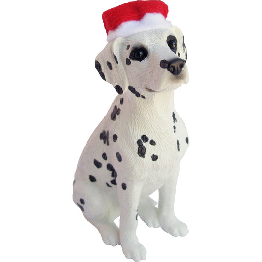 Sandicast Sitting Dalmatian w/ Santa's Hat Christmas Dog Ornament by Present Paper