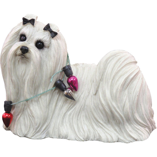 Sandicast Standing Maltese w/ Lights Christmas Dog Ornament by Present Paper