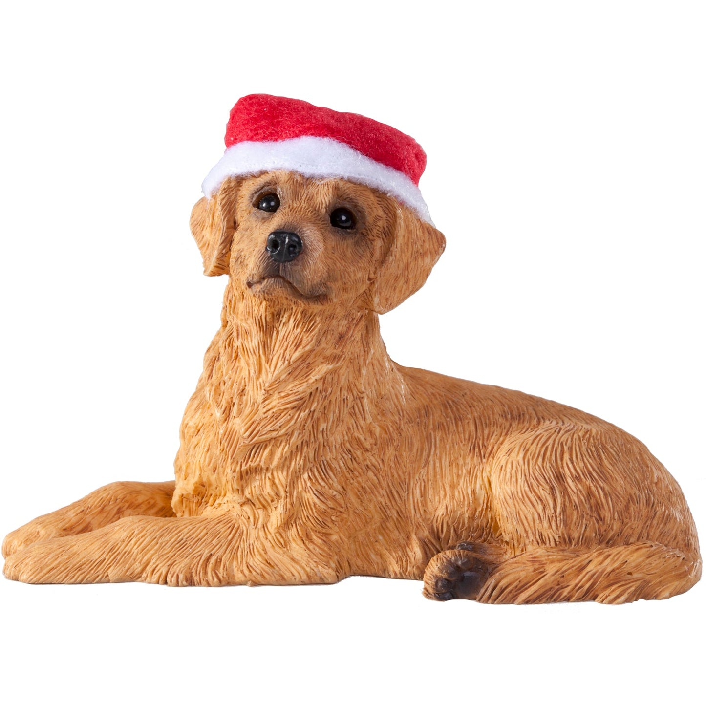 Sandicast Lying Golden Retriever w/ Santa's Hat Christmas Dog Ornament by Present Paper