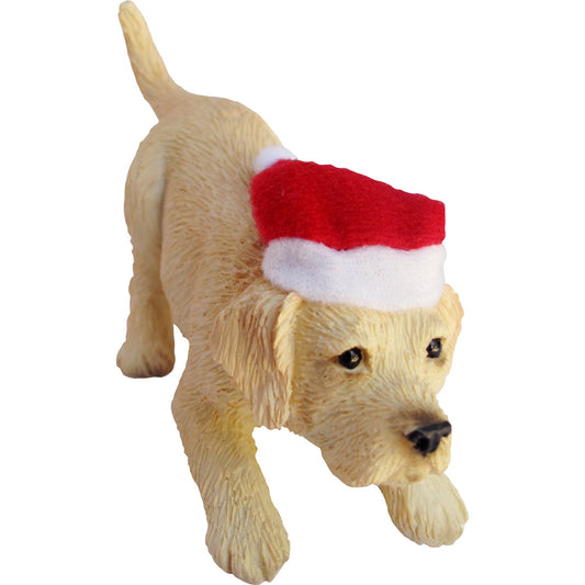 Sandicast Crouching Yellow Labrador Retriever w/ Santa's Hat Christmas Ornament by Present Paper