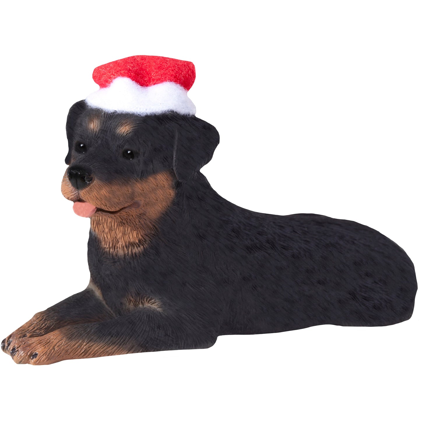 Sandicast Lying Rottweiler w/ Santa's Hat Christmas Dog Ornament by Present Paper