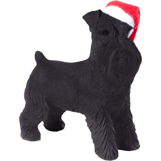 Sandicast Standing BlackSchnauzer w/ Santa's Hat Christmas Dog Ornament by Present Paper