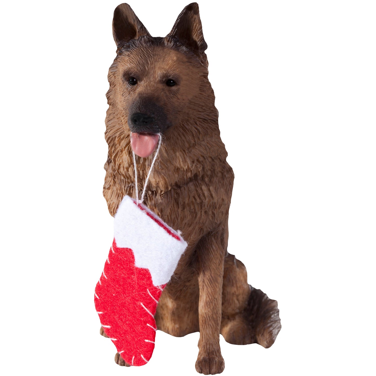 Sandicast Sitting German Shepherd w/ Stocking Christmas Dog Ornament by Present Paper