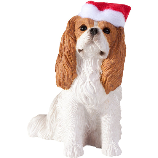 Sandicast Sitting Cavalier King Charles w/ Santa's Hat Christmas Dog Ornament by Present Paper