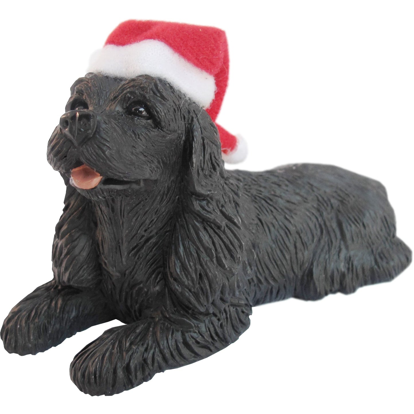 Sandicast Lying Black Cocker Spaniel w/ Santa's Hat Christmas Dog Ornament by Present Paper