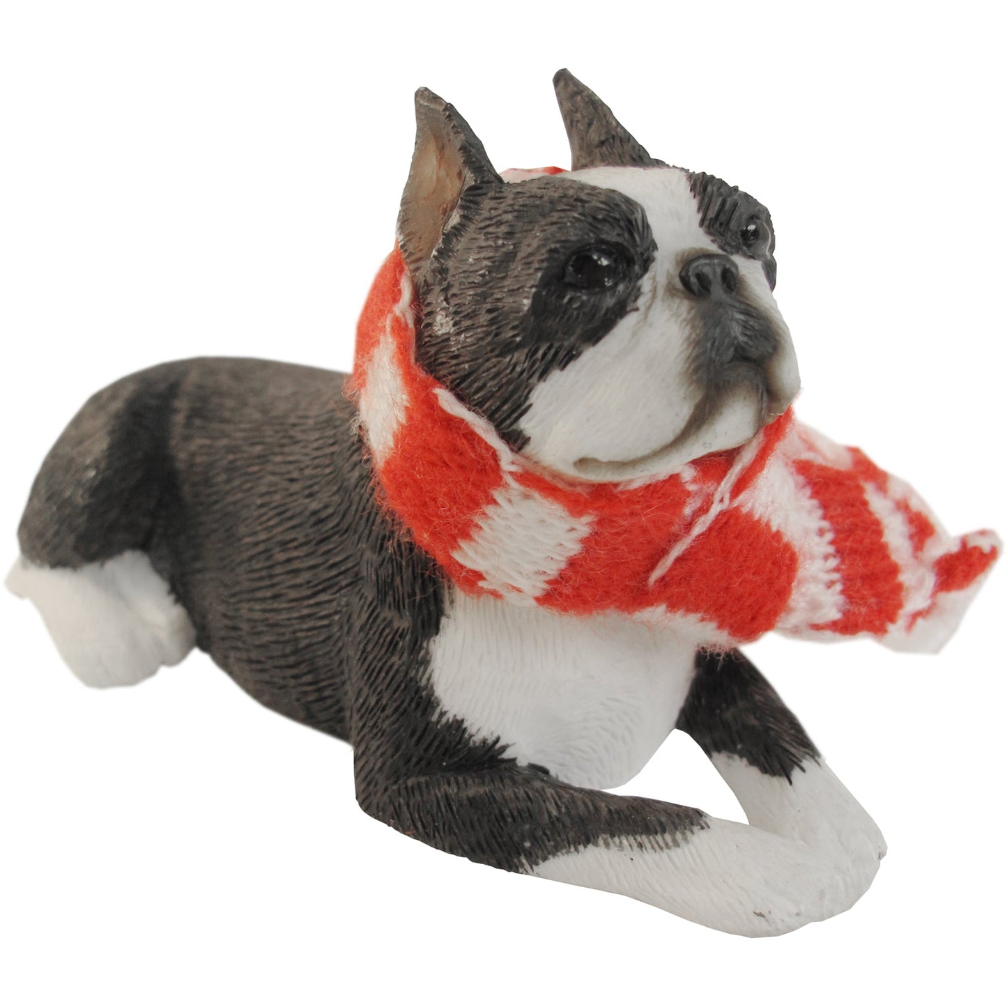 Sandicast Lying Boston Terrier w/ Scarf Christmas Dog Ornament by Present Paper