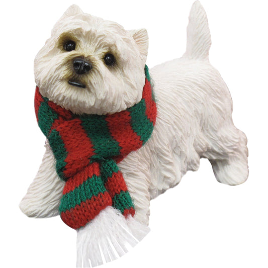 Sandicast Standing West Highland White Terrier w/ Scarf Christmas Dog Ornament by Present Paper