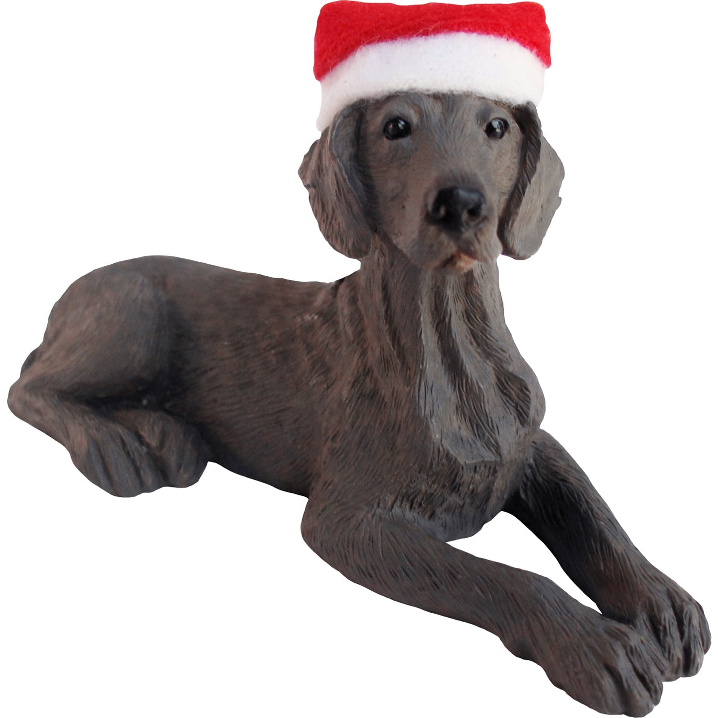 Sandicast Lying Weimaraner w/ Santa's Hat Christmas Dog Ornament by Present Paper