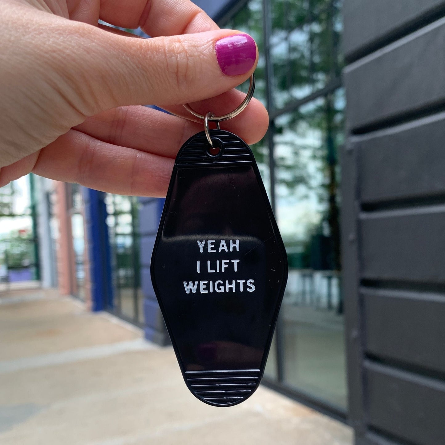 Yeah I Lift Weights Black Motel Style Keychain by The Bullish Store