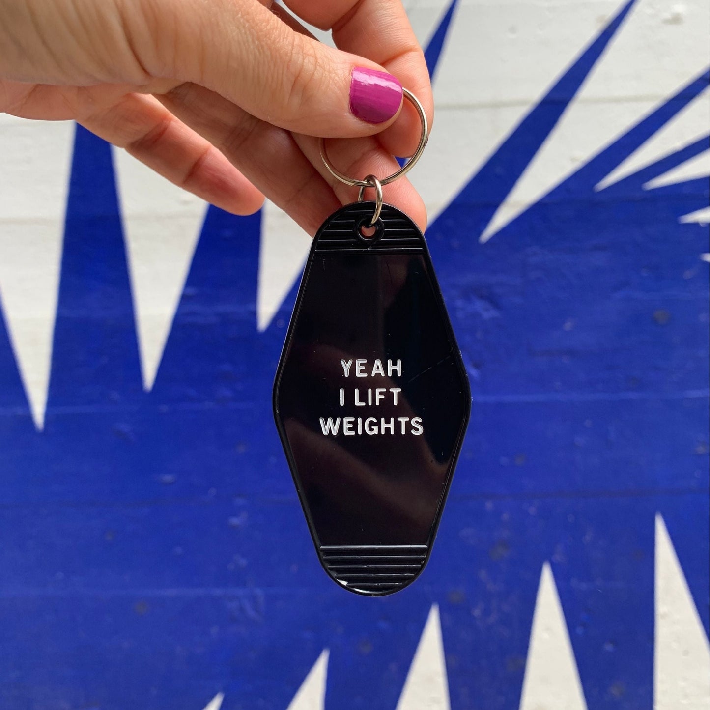 Yeah I Lift Weights Black Motel Style Keychain by The Bullish Store