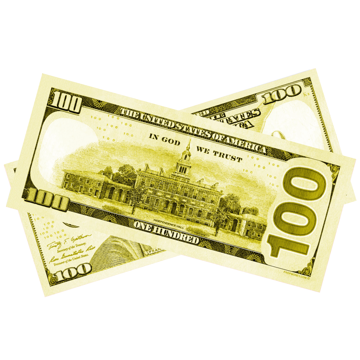 100x $100 New Series Yellow Bills by Prop Money Inc