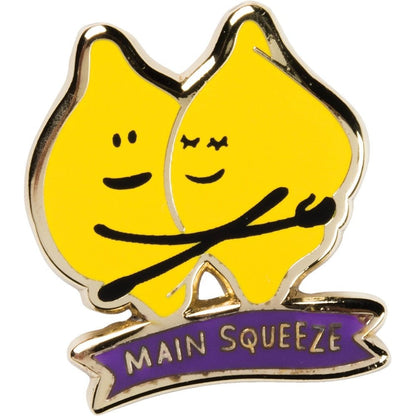 You Are My Main Squeeze Hugging Lemons Enamel Pin in Yellow by The Bullish Store