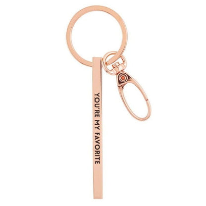 You're My Favorite Rose Gold Stamped Bar Keychain | Minimalist Metal Quote Keychain | Gift for Her by The Bullish Store