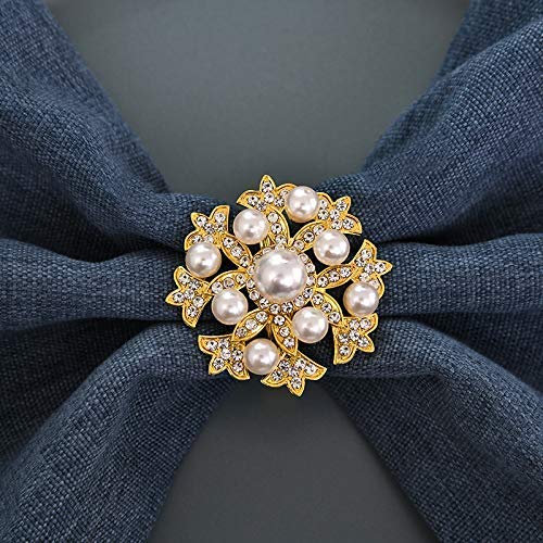 Napkin Rings in Gold Floral Pearl Design by Decozen