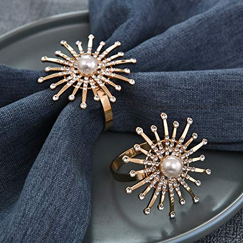 Napkin Rings in Gold Floral Pearl Design by Decozen