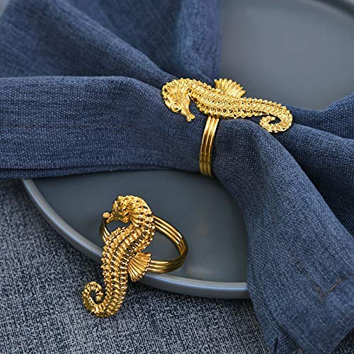 Napkin Rings in Gold Sea Horse Design by Decozen