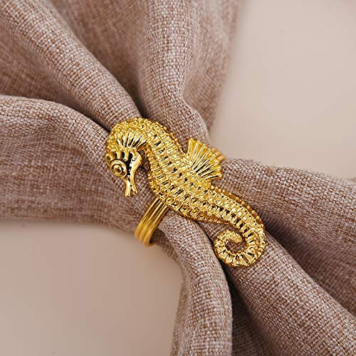 Napkin Rings in Gold Sea Horse Design by Decozen