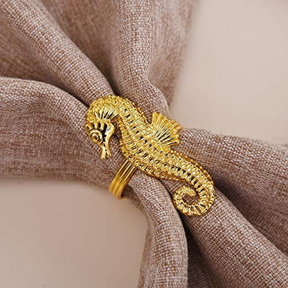 Napkin Rings in Gold Sea Horse Design by Decozen