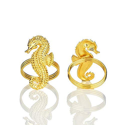 Napkin Rings in Gold Sea Horse Design by Decozen