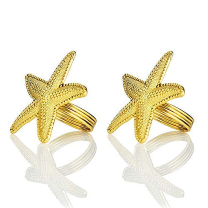 Napkin Rings in Gold Star Fish Design by Decozen