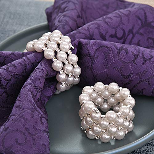 Napkin Rings in Silver Pearl Crystal Design by Decozen