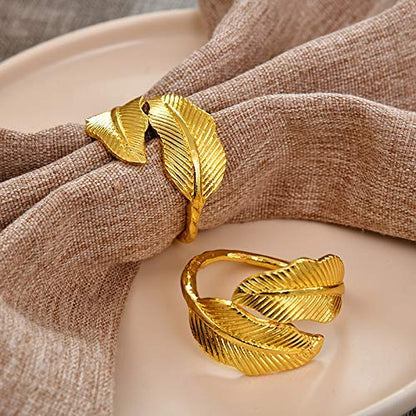 Napkin Rings in Gold Leaf Design by Decozen