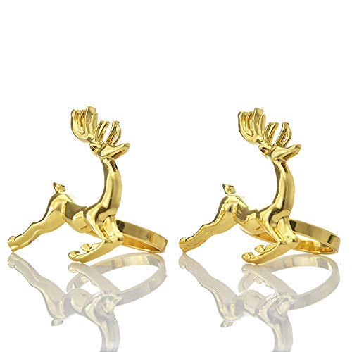 Napkin Rings in Gold  Reindeer Design by Decozen