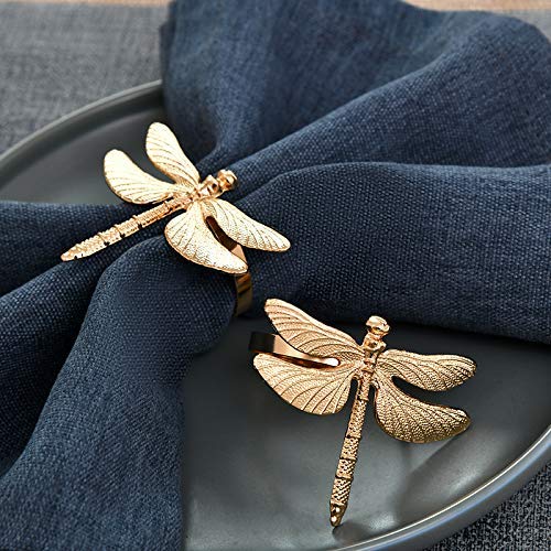 Napkin Rings in Gold Dragon Fly Design by Decozen