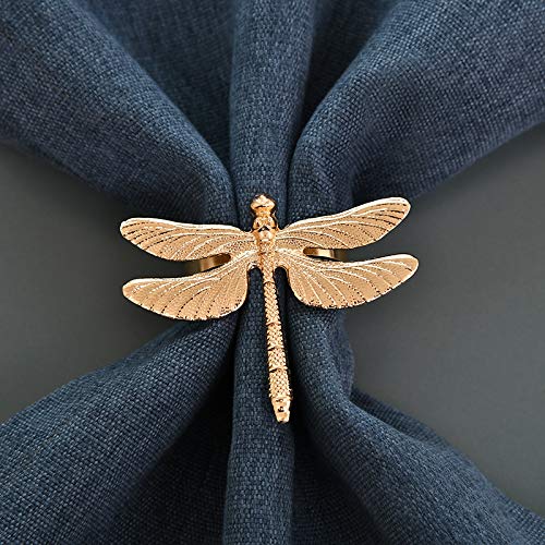 Napkin Rings in Gold Dragon Fly Design by Decozen