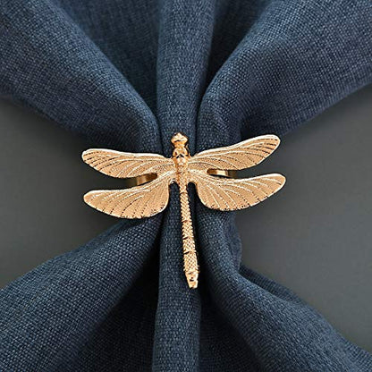 Napkin Rings in Gold Dragon Fly Design by Decozen