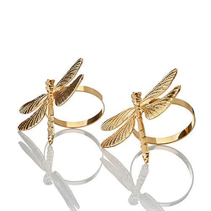 Napkin Rings in Gold Dragon Fly Design by Decozen