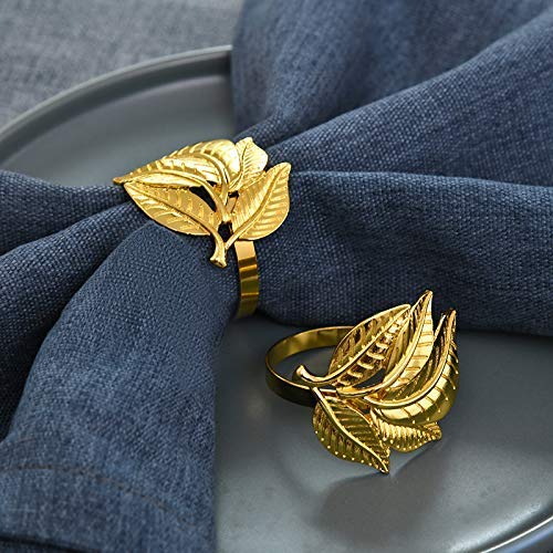 Napkin Rings in Gold Leaves Design by Decozen