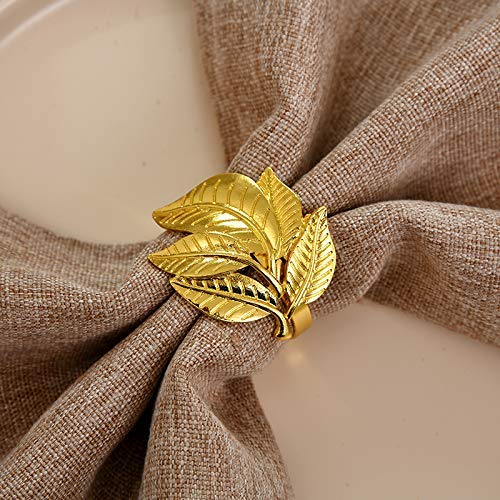 Napkin Rings in Gold Leaves Design by Decozen