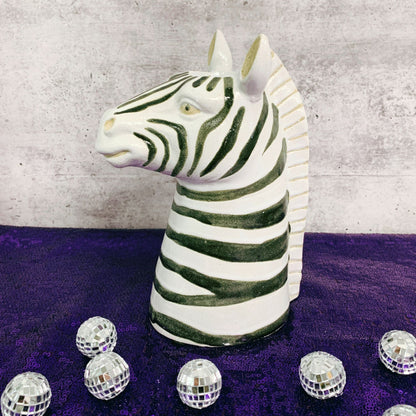 Zebra Vase Planter | 8.5" High Fabulous Ceramic Black and White Stripe Vase for Flowers or Plants by The Bullish Store