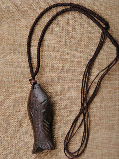 Natural National Wood Fish Necklace by migunica