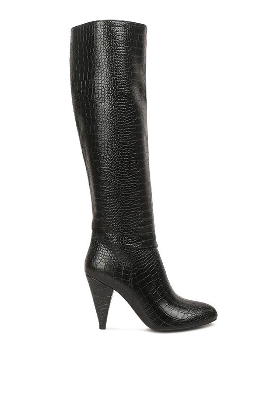 Rum Rolls Calf croco Heel Boots