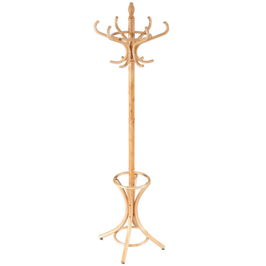 Wood Standing Hat Coat Rack with Umbrella Stand-Natural by VYSN