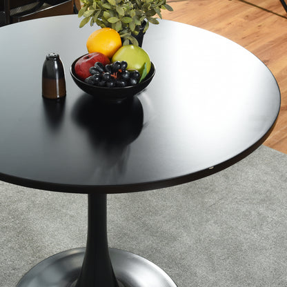 Modern 31.5" Dining Table with Round Top and Pedestal Base in bLack color