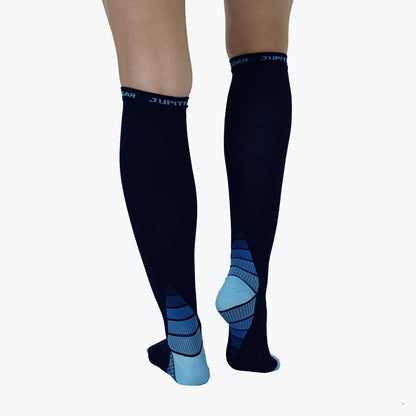 Endurance Compression Socks for Running and Hiking - Black with Blue Accent - Large/Extra Large by Jupiter Gear Home