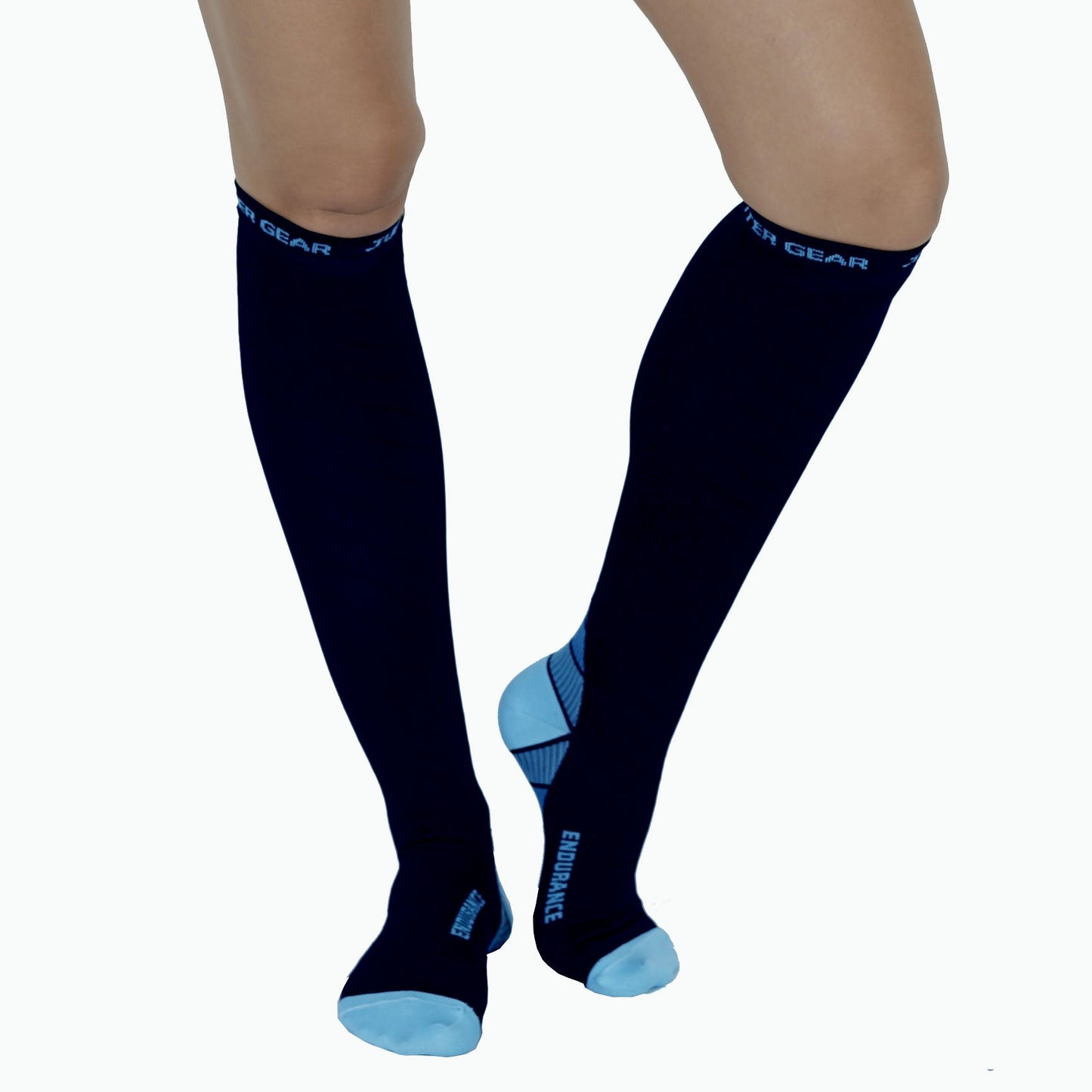 Endurance Compression Socks for Running and Hiking - Black with Blue Accent - Large/Extra Large by Jupiter Gear Home