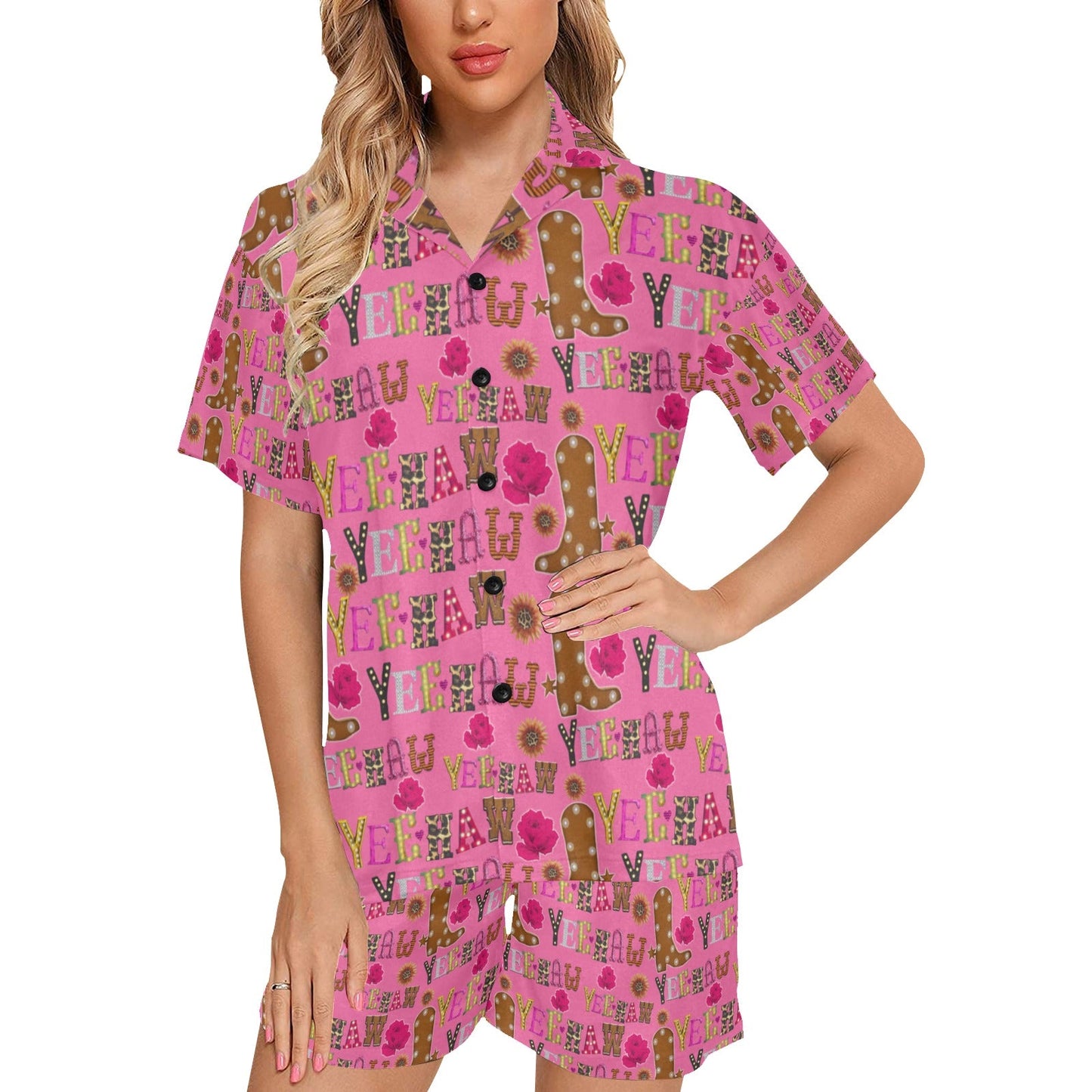 Pink Yeehaw Women's Western Pajama Set by Baha Ranch Western Wear