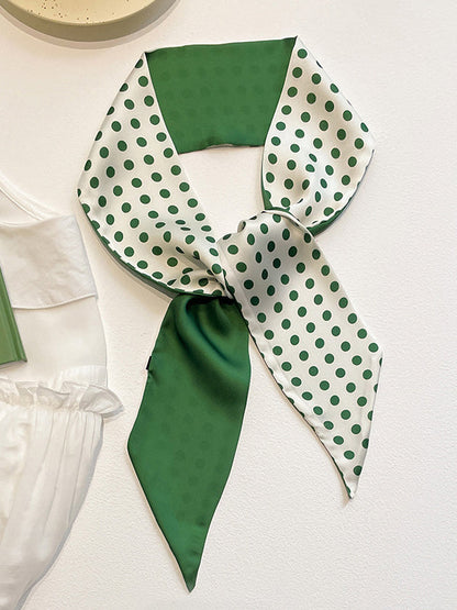 Urban Silk Imitation Polka-Dot Printed Green Scarf by migunica